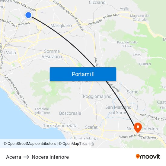 Acerra to Nocera Inferiore map