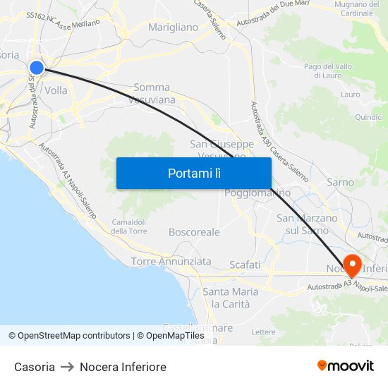 Casoria to Nocera Inferiore map