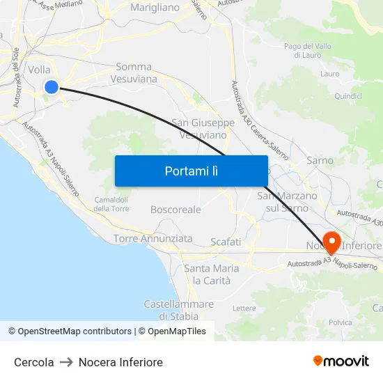 Cercola to Nocera Inferiore map