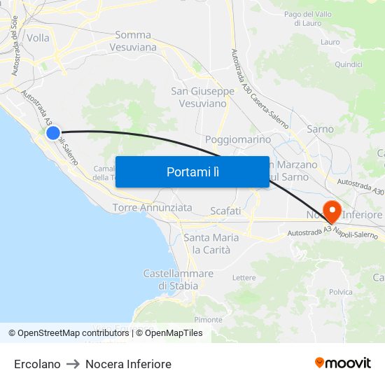 Ercolano to Nocera Inferiore map