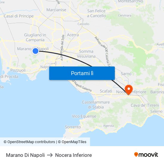 Marano Di Napoli to Nocera Inferiore map