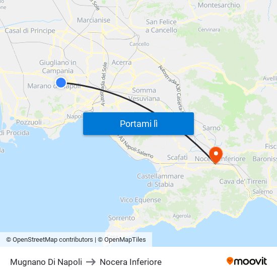 Mugnano Di Napoli to Nocera Inferiore map