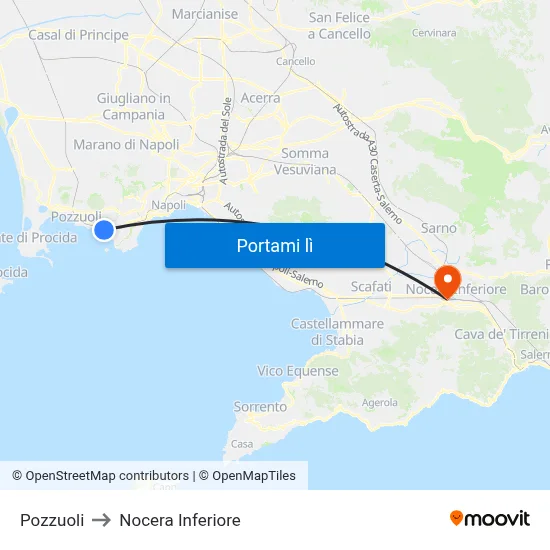Pozzuoli to Nocera Inferiore map