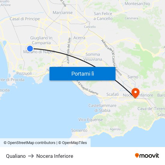 Qualiano to Nocera Inferiore map
