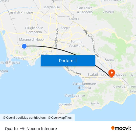 Quarto to Nocera Inferiore map