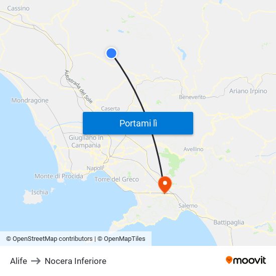 Alife to Nocera Inferiore map