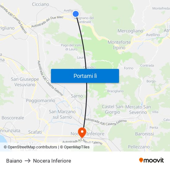 Baiano to Nocera Inferiore map