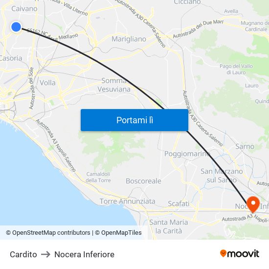 Cardito to Nocera Inferiore map