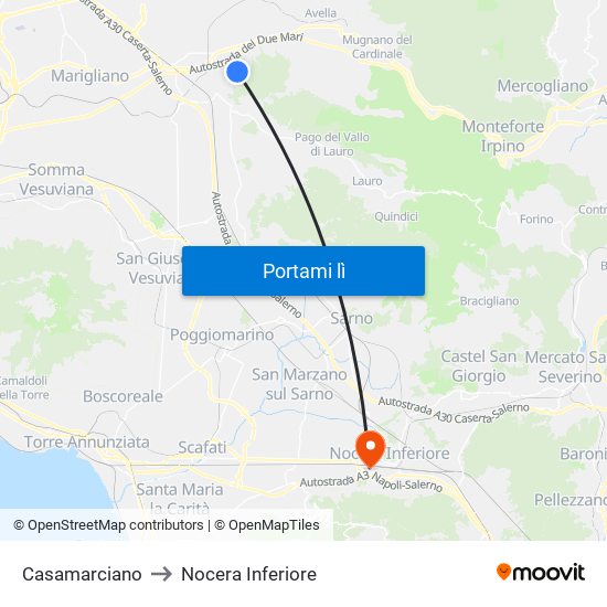 Casamarciano to Nocera Inferiore map