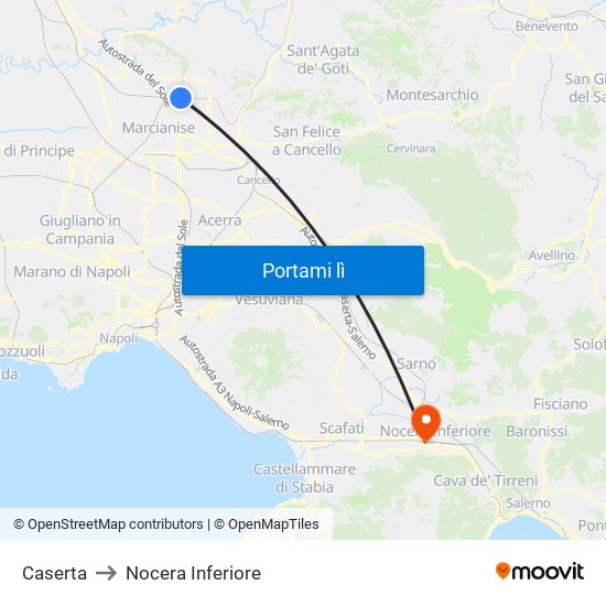 Caserta to Nocera Inferiore map