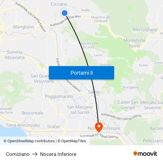 Comiziano to Nocera Inferiore map