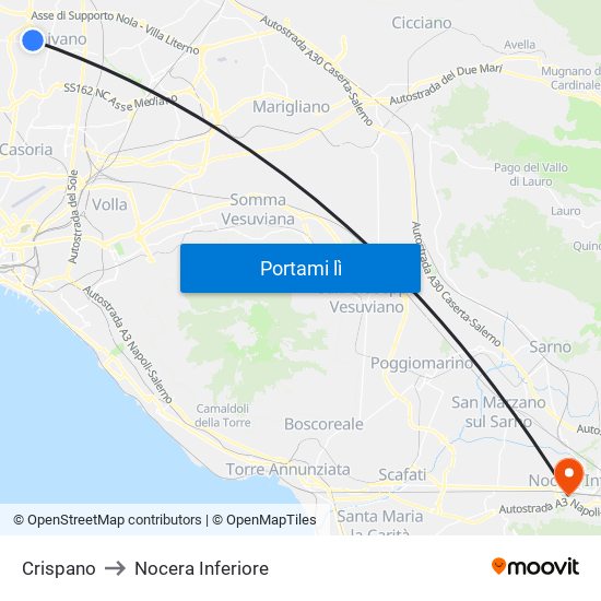 Crispano to Nocera Inferiore map