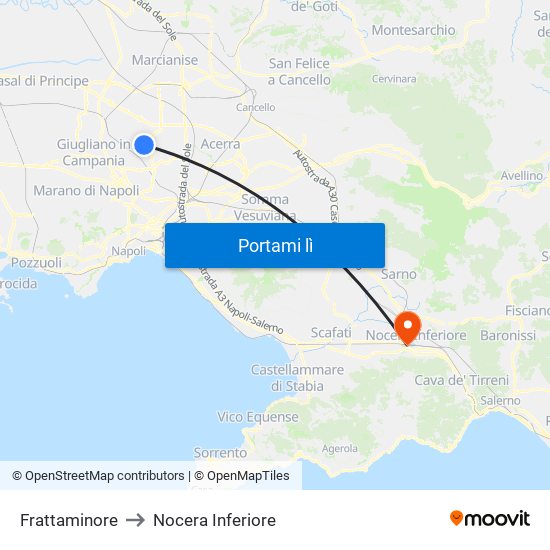 Frattaminore to Nocera Inferiore map