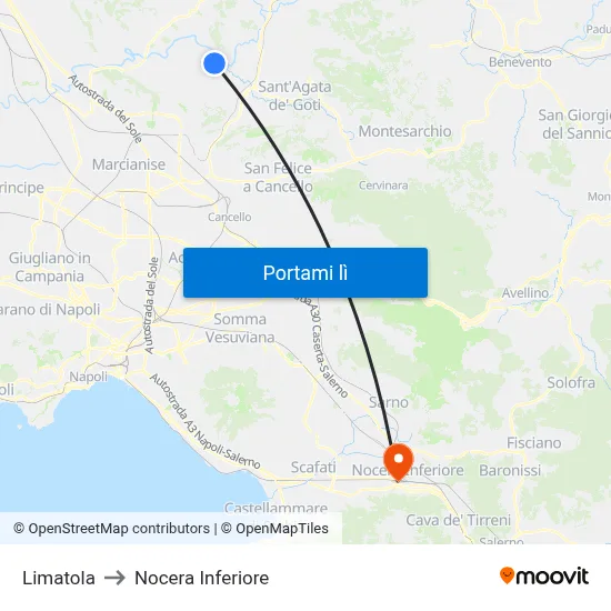 Limatola to Nocera Inferiore map