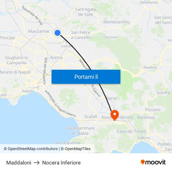 Maddaloni to Nocera Inferiore map