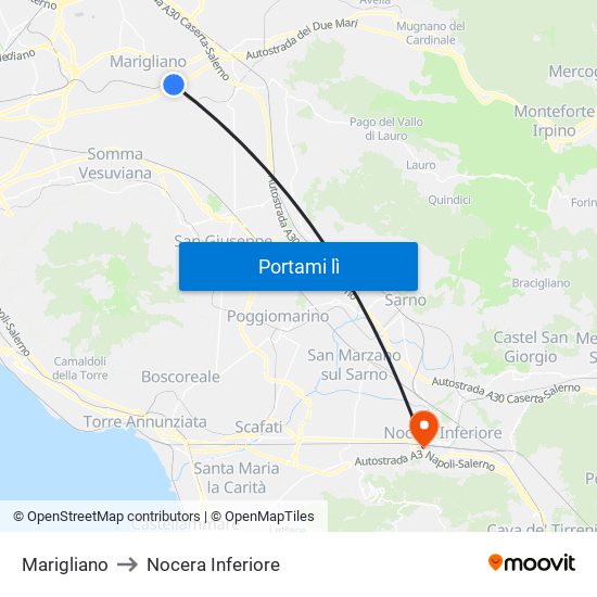 Marigliano to Nocera Inferiore map