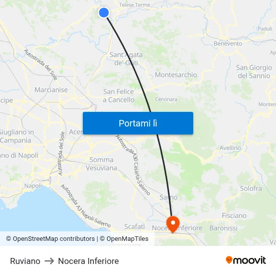 Ruviano to Nocera Inferiore map