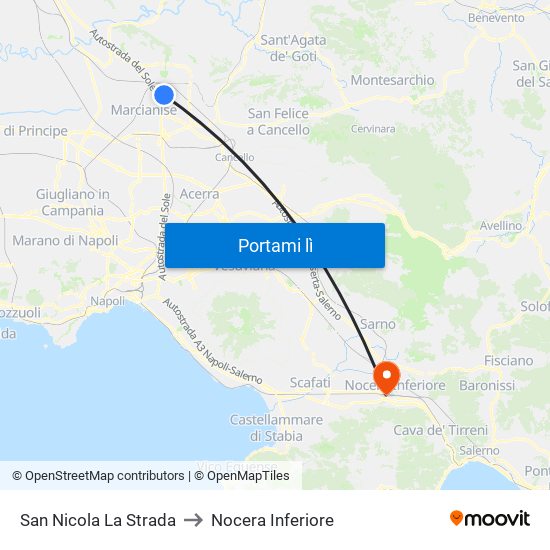 San Nicola La Strada to Nocera Inferiore map