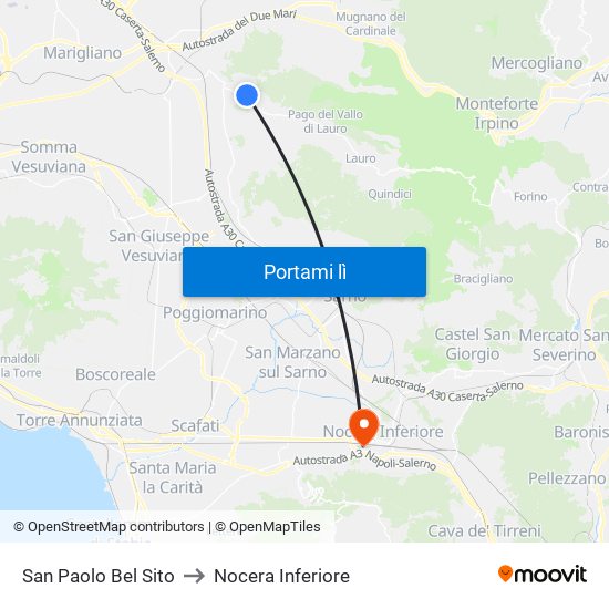 San Paolo Bel Sito to Nocera Inferiore map