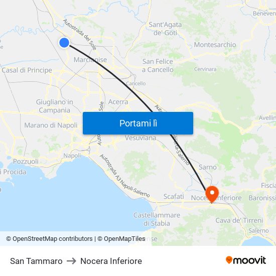 San Tammaro to Nocera Inferiore map