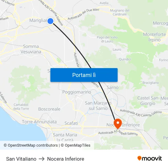 San Vitaliano to Nocera Inferiore map