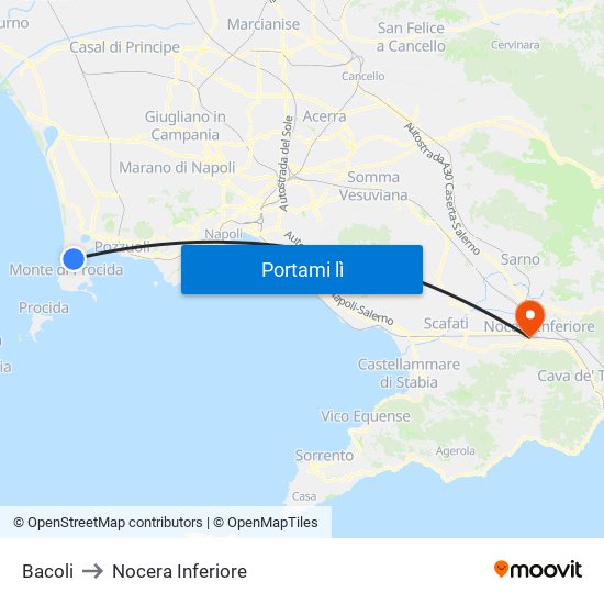 Bacoli to Nocera Inferiore map