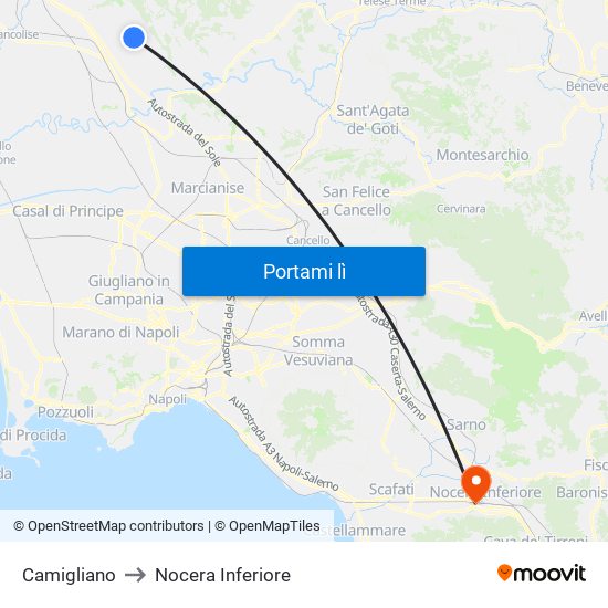 Camigliano to Nocera Inferiore map