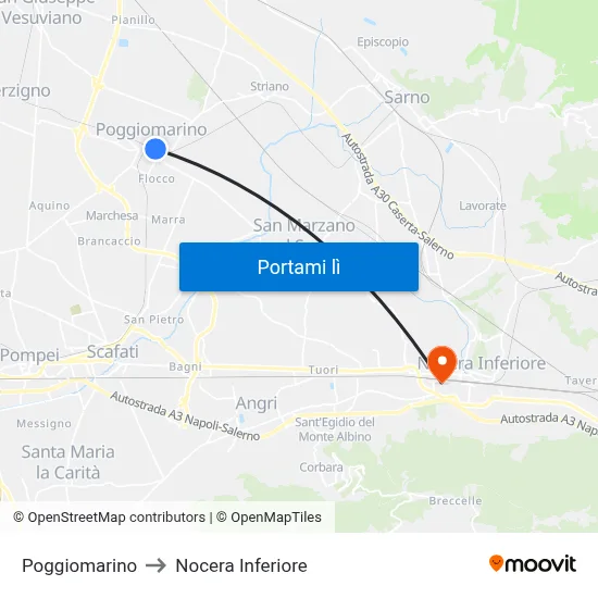 Poggiomarino to Nocera Inferiore map