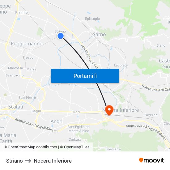 Striano to Nocera Inferiore map