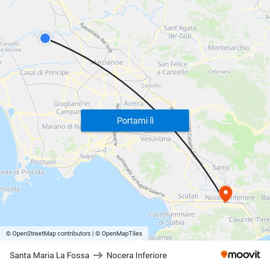 Santa Maria La Fossa to Nocera Inferiore map