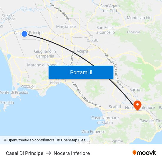 Casal Di Principe to Nocera Inferiore map