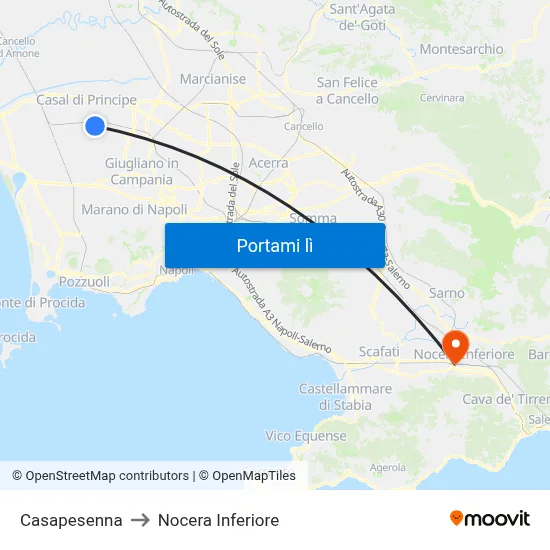 Casapesenna to Nocera Inferiore map