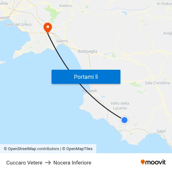 Cuccaro Vetere to Nocera Inferiore map