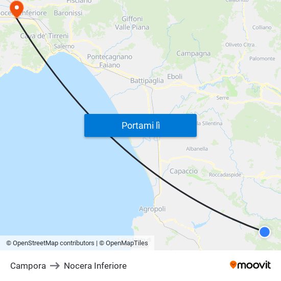 Campora to Nocera Inferiore map