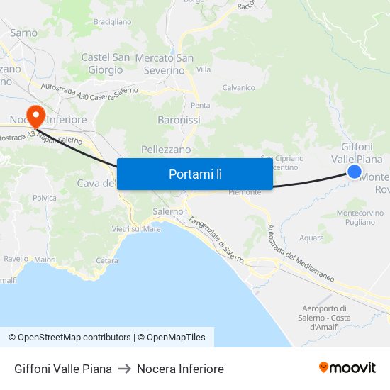 Giffoni Valle Piana to Nocera Inferiore map