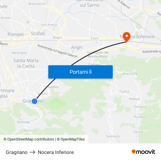 Gragnano to Nocera Inferiore map