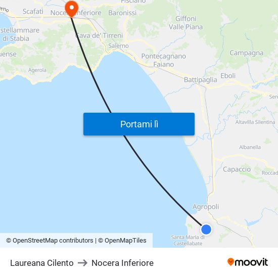 Laureana Cilento to Nocera Inferiore map