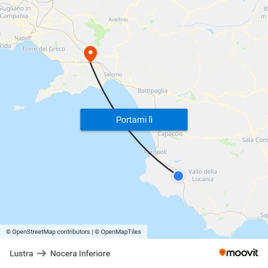 Lustra to Nocera Inferiore map