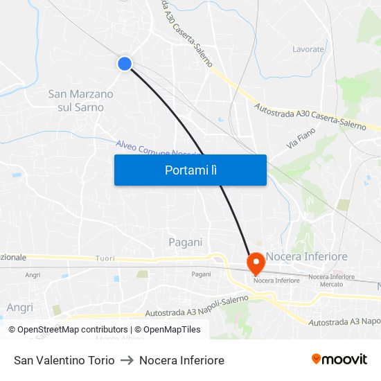 San Valentino Torio to Nocera Inferiore map