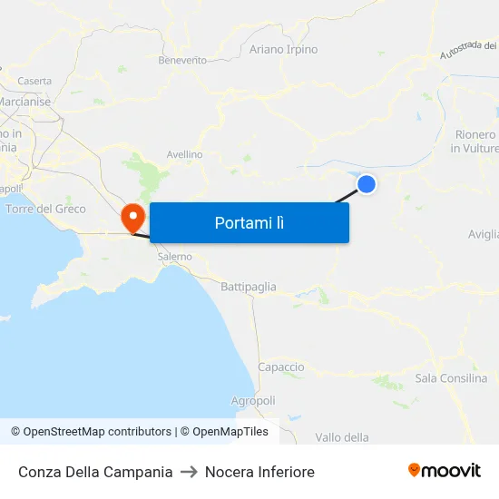 Conza Della Campania to Nocera Inferiore map