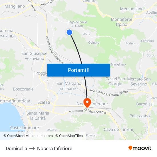 Domicella to Nocera Inferiore map