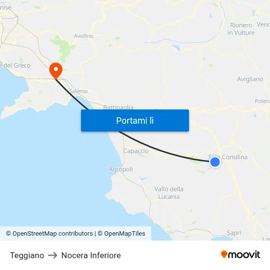 Teggiano to Nocera Inferiore map