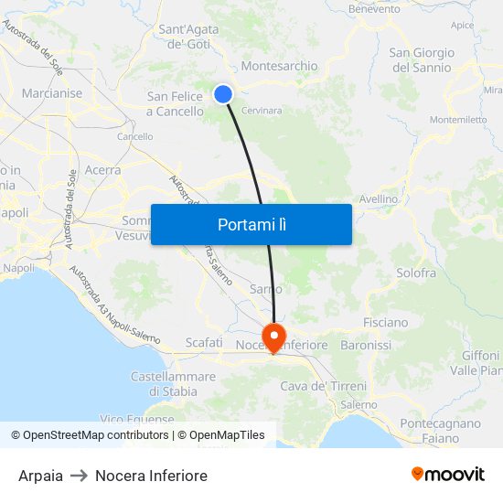 Arpaia to Nocera Inferiore map