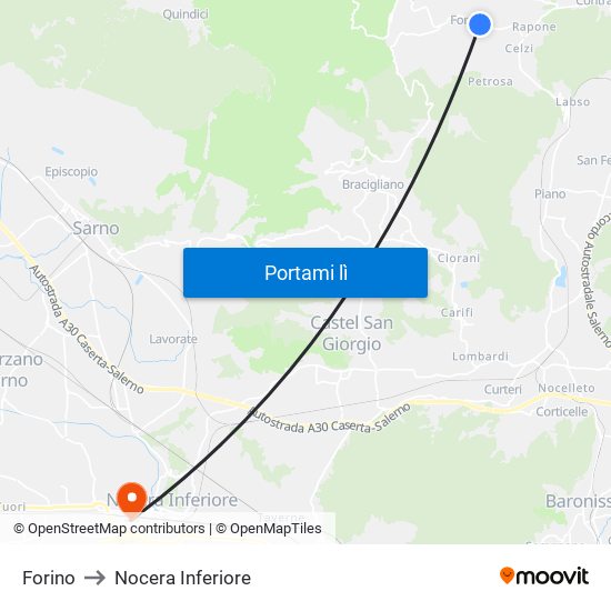 Forino to Nocera Inferiore map
