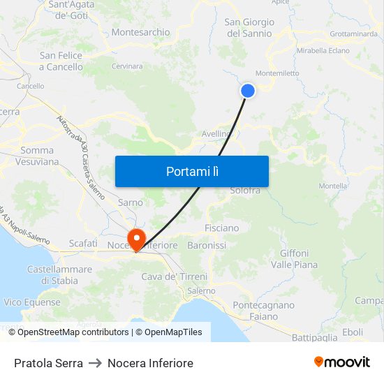 Pratola Serra to Nocera Inferiore map