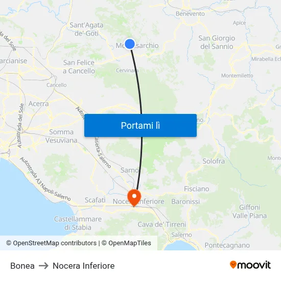 Bonea to Nocera Inferiore map