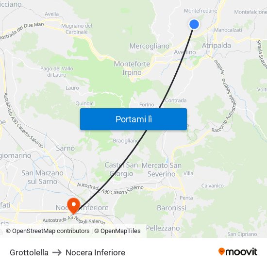 Grottolella to Nocera Inferiore map