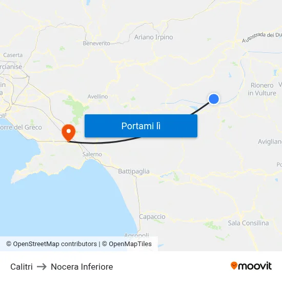 Calitri to Nocera Inferiore map