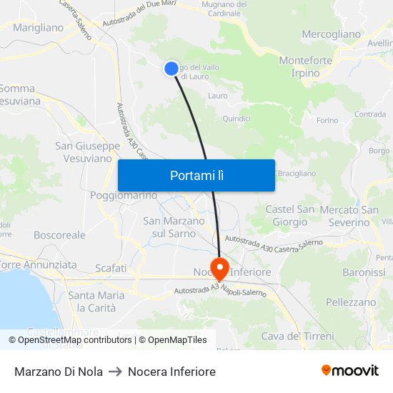 Marzano Di Nola to Nocera Inferiore map