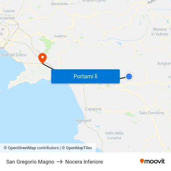 San Gregorio Magno to Nocera Inferiore map